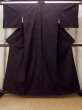 Photo1: N1007K Vintage Japanese kimono   Black TSUMUGI pongee for women / Silk. Chinese flower,   (Grade A+) (1)