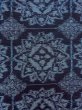 Photo5: N1007M Vintage Japanese kimono  Dark Indigo Blue OJIYATSUMUGI for women / Silk. Chinese flower, TATEGASURI  (Grade B) (5)