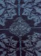 Photo6: N1007M Vintage Japanese kimono  Dark Indigo Blue OJIYATSUMUGI for women / Silk. Chinese flower, TATEGASURI  (Grade B) (6)