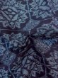 Photo9: N1007M Vintage Japanese kimono  Dark Indigo Blue OJIYATSUMUGI for women / Silk. Chinese flower, TATEGASURI  (Grade B) (9)