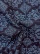 Photo10: N1007M Vintage Japanese kimono  Dark Indigo Blue OJIYATSUMUGI for women / Silk. Chinese flower, TATEGASURI  (Grade B) (10)