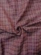 Photo10: N1007O Vintage Japanese kimono  Dark Dark Red TSUMUGI pongee for women / Silk. Plaid Checks   (Grade B) (10)