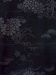 Photo3: N1007Q Vintage Japanese kimono   Black TSUMUGI pongee for women / Silk. Chrysanthemum, Stains all over, more damages.  (Grade D) (3)