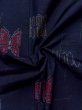 Photo12: N1007R Vintage Japanese kimono  Dark Indigo Blue TSUMUGI pongee for women / Silk. Butterfly,   (Grade A) (12)