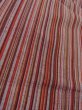 Photo8: N1007S Vintage Japanese kimono   Vermilion TSUMUGI pongee for women / Silk. Stripes   (Grade A) (8)