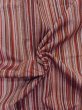 Photo9: N1007S Vintage Japanese kimono   Vermilion TSUMUGI pongee for women / Silk. Stripes   (Grade A) (9)