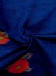 Photo10: N1007T Vintage Japanese kimono  Vivid Blue TSUMUGI pongee for women / Silk. Chrysanthemum   (Grade B) (10)