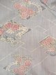 Photo3: N1007U Vintage Japanese kimono  Grayish Light Blue TSUMUGI pongee for women / Silk. Peony,   (Grade B) (3)