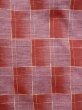 Photo4: N1007V Vintage Japanese kimono  Vivid Red TSUMUGI pongee for women / Silk. Plaid Checks   (Grade B) (4)