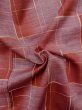 Photo9: N1007V Vintage Japanese kimono  Vivid Red TSUMUGI pongee for women / Silk. Plaid Checks   (Grade B) (9)