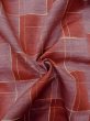 Photo10: N1007V Vintage Japanese kimono  Vivid Red TSUMUGI pongee for women / Silk. Plaid Checks   (Grade B) (10)