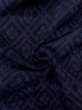 Photo12: N1007W Vintage Japanese kimono  Dark Indigo Blue TOKAMACHI-TSUMUGI for men / Silk. Diamond-shaped flowers   (Grade A) (12)