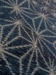 Photo7: N1007Y Vintage Japanese kimono  Dark Indigo Blue TSUMUGI pongee for men / Silk. Hemp leaf   (Grade A) (7)