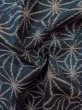 Photo10: N1007Y Vintage Japanese kimono  Dark Indigo Blue TSUMUGI pongee for men / Silk. Hemp leaf   (Grade A) (10)