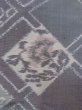 Photo6: N1008A Vintage Japanese kimono   Gray TSUMUGI pongee for women / Silk. Octagons and squares,   (Grade B) (6)