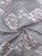 Photo11: N1008A Vintage Japanese kimono   Gray TSUMUGI pongee for women / Silk. Octagons and squares,   (Grade B) (11)