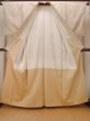 Photo2: N1008D Vintage Japanese kimono  Light Ivory TSUMUGI pongee for women / Silk. Line   (Grade A) (2)