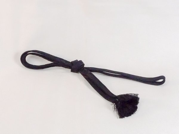 Photo1: N1022XE Vintage Japanese Kimono   Black OBIJIME decorative string/cord/rope  Lozenges Silk. (Grade B) (1)