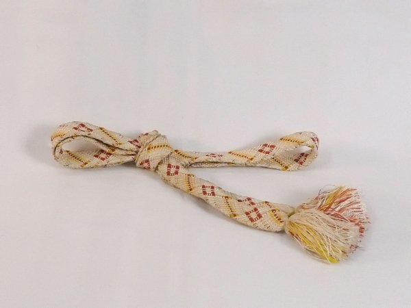 Photo1: N1022XK Vintage Japanese Kimono   Ivory OBIJIME decorative string/cord/rope  Zig Zag Silk. (Grade B) (1)