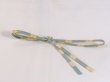 Photo1: N1022XQ Vintage Japanese Kimono  Shiny Light Blue OBIJIME decorative string/cord/rope  Lozenges Silk. (Grade B) (1)