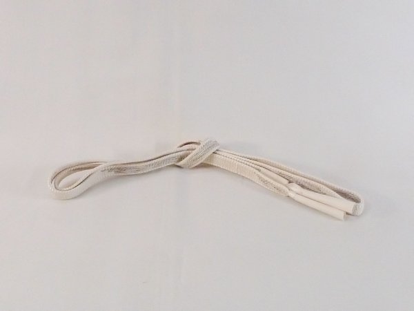 Photo1: N1023XO Vintage Japanese   Light White OBIJIME decorative string/cord/rope  Abstract pattern Silk. (Grade A) (1)