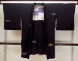 Photo1: N1101C Antique Japanese kimono   Black HAORI short jacket for women / Silk. Peony,   (Grade D) (1)