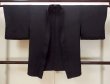 Photo1: N1101L Vintage Japanese kimono  Dark Black HAORI short jacket for women / Silk.    (Grade B) (1)