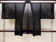 Photo2: N1101S Vintage Japanese kimono  Dark Black HAORI short jacket for women / Silk. Abstract pattern   (Grade B) (2)