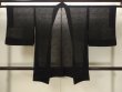 Photo2: N1102A Vintage Japanese kimono   Black HAORI short jacket for women / Silk.    (Grade A) (2)