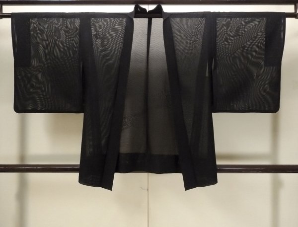 Photo1: N1102B Vintage Japanese kimono   Black HAORI short jacket for women / Silk. Stream,   (Grade A) (1)