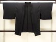 Photo1: N1102D Vintage Japanese kimono   Black HAORI short jacket for women / Silk.    (Grade D) (1)