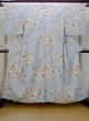 Photo1: Mint N1112C Used Japanese kimono  Grayish Light Blue HITOE unlined for women / Silk. Chrysanthemum,   (Grade A) (1)