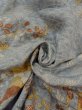 Photo12: Mint N1112C Used Japanese kimono  Grayish Light Blue HITOE unlined for women / Silk. Chrysanthemum,   (Grade A) (12)