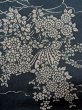 Photo5: N1112H Used Japanese kimono  Grayish Indigo Blue KOMON dyed for women / Silk. Peony,   (Grade C) (5)