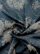 Photo11: N1112H Used Japanese kimono  Grayish Indigo Blue KOMON dyed for women / Silk. Peony,   (Grade C) (11)