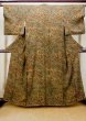 Photo1: N1112J Used Japanese kimono  Dark Beige KOMON dyed for women / Silk. Flower,   (Grade A) (1)