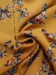 Photo11: N1112L Used Japanese kimono  Grayish Yellow KOMON dyed for women / Silk. Camellia,   (Grade B) (11)