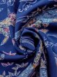 Photo11: N1112Q Vintage Japanese kimono  Dark Indigo Blue KOMON dyed for women / Silk. Flower,   (Grade B) (11)