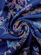 Photo12: N1112Q Vintage Japanese kimono  Dark Indigo Blue KOMON dyed for women / Silk. Flower,   (Grade B) (12)