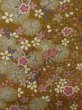 Photo5: Mint N1112S Used Japanese kimono  Yellowish Brown KOMON dyed for women / Synthetic. SAKURA cherry blossom,   (Grade A) (5)