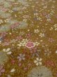 Photo10: Mint N1112S Used Japanese kimono  Yellowish Brown KOMON dyed for women / Synthetic. SAKURA cherry blossom,   (Grade A) (10)