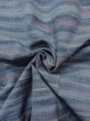 Photo11: N1112U Vintage Japanese kimono  Grayish Light Blue HITOE unlined for women / Wool. Stripes,   (Grade D) (11)