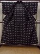 Photo2: N1112W Vintage Japanese kimono   Black HITOE unlined for women / Wool. Cross,   (Grade D) (2)