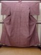 Photo1: Mint N1112Z Vintage Japanese kimono  Dark Red HITOE unlined for women / Wool. Plaid Checks   (Grade A) (1)