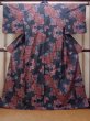 Photo1: N1126E Used Japanese kimono  Dark Indigo Blue OSHIMA-TSUMUGI for women / Silk. SAKURA cherry blossom   (Grade A) (1)