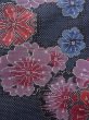 Photo7: N1126E Used Japanese kimono  Dark Indigo Blue OSHIMA-TSUMUGI for women / Silk. SAKURA cherry blossom   (Grade A) (7)