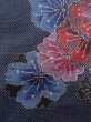 Photo8: N1126E Used Japanese kimono  Dark Indigo Blue OSHIMA-TSUMUGI for women / Silk. SAKURA cherry blossom   (Grade A) (8)