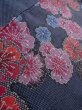 Photo10: N1126E Used Japanese kimono  Dark Indigo Blue OSHIMA-TSUMUGI for women / Silk. SAKURA cherry blossom   (Grade A) (10)