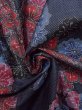 Photo13: N1126E Used Japanese kimono  Dark Indigo Blue OSHIMA-TSUMUGI for women / Silk. SAKURA cherry blossom   (Grade A) (13)