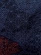 Photo4: N1126I Vintage Japanese kimono  Dark Indigo Blue TSUMUGI pongee for women / Silk. Wave,   (Grade B) (4)